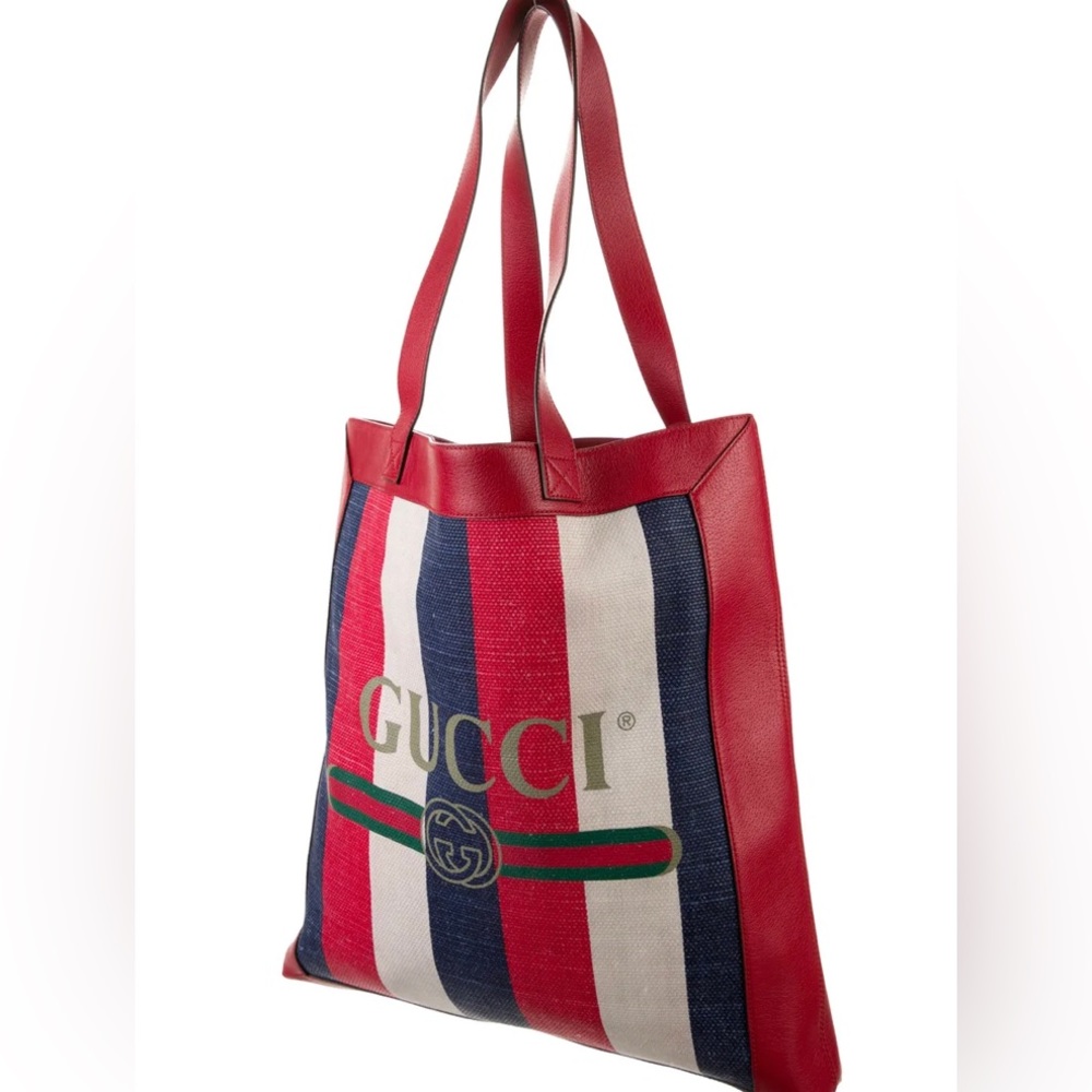 Gucci Logo Stripe Red Tote Bag - Picture 2 of 9